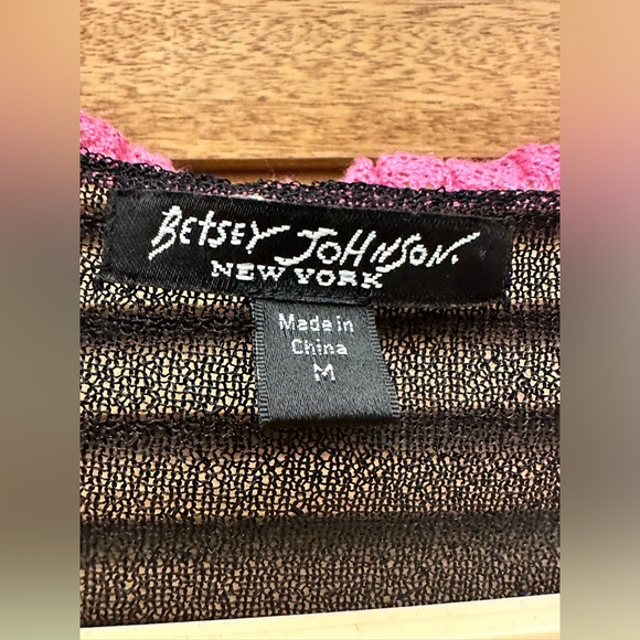 Betsey Johnson New York Size Medium Black & Pink Cardigan - Picture 3 of 8